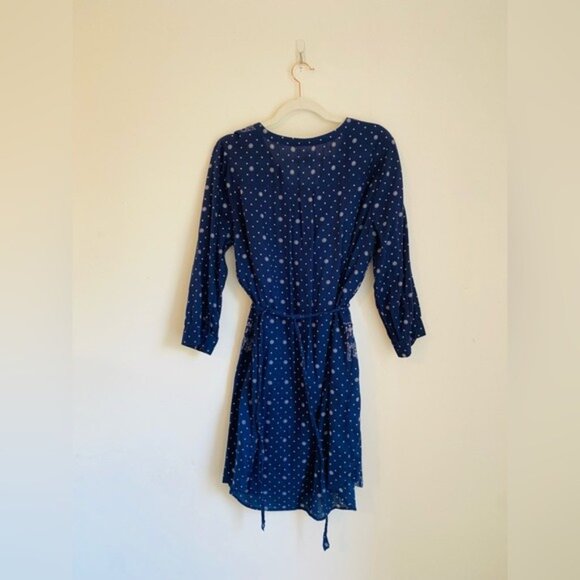 Old Navy Women's Navy Blue Handkerchief Pattern Button-Down Dress W/ Belt Size L - Picture 3 of 7